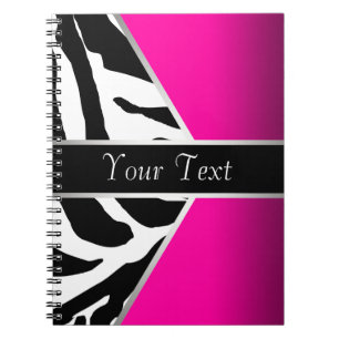 Hot Pink Black Zebra Spiral Notebook Notizblock