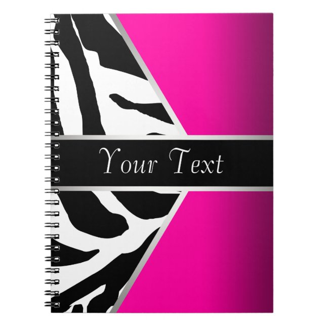 Hot Pink Black Zebra Spiral Notebook Notizblock (Vorderseite)