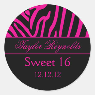 Hot Pink Black Zebra Sweet 16 Aufkleber