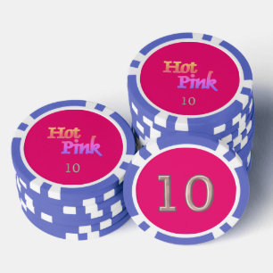 Hot Pink blue 10 striped Poker Chip