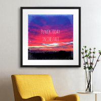 Hot Pink Blue Sunset Foto Punch Heute im Gesicht