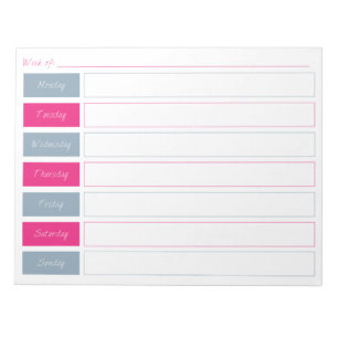 Hot Pink & Blue Weekly Planer reißen den Editor ab Notizblock