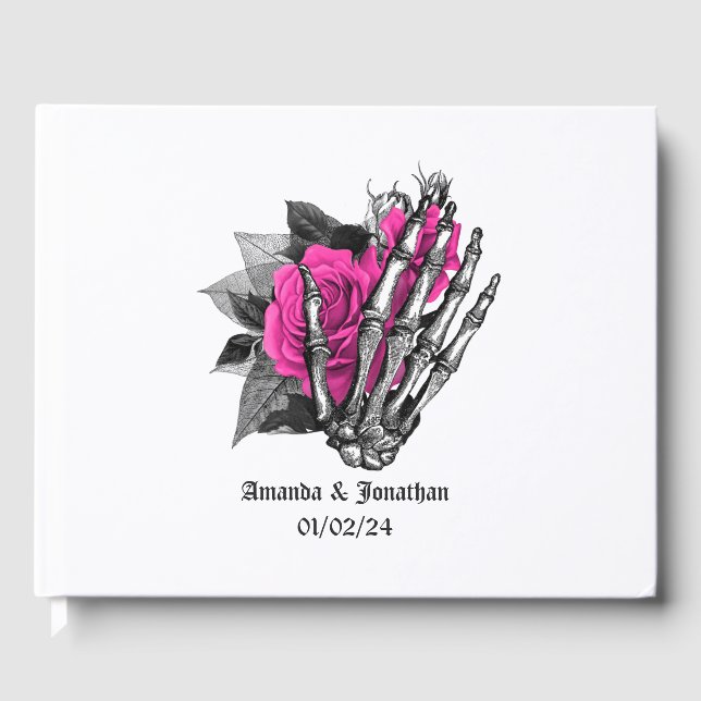 Hot-Pink-Blues-Hochzeit Gästebuch (Vorderseite)