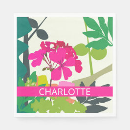 Hot Pink blühende Geranien Floristischer Individue Serviette