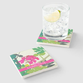 Hot Pink blühende Geranien Floristischer Individue Steinuntersetzer