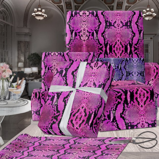 Hot Pink Boa Constrictor Snakeskin Geschenkpapier Set (Von Creator hochgeladen)