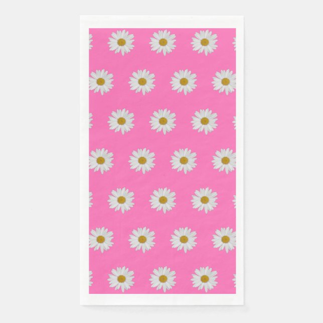 Hot Pink Bohemisch Daisy Pattern Serviette (Vorderseite)