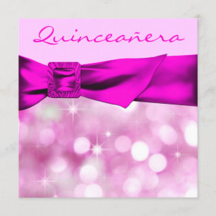 Hot Pink Bokeh Sparkle Quinceanera Einladung