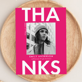 Hot Pink | Bold Foto Abschluss Vielen Dank Postkarte