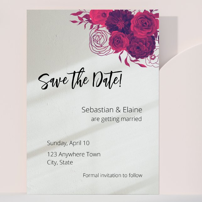Hot Pink & Bold Magenta Floral & Sonnenlicht Hochz Save The Date (Von Creator hochgeladen)