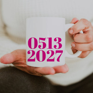 Hot Pink Bold Wedding Date Verlobung Geschenke Kaffeetasse