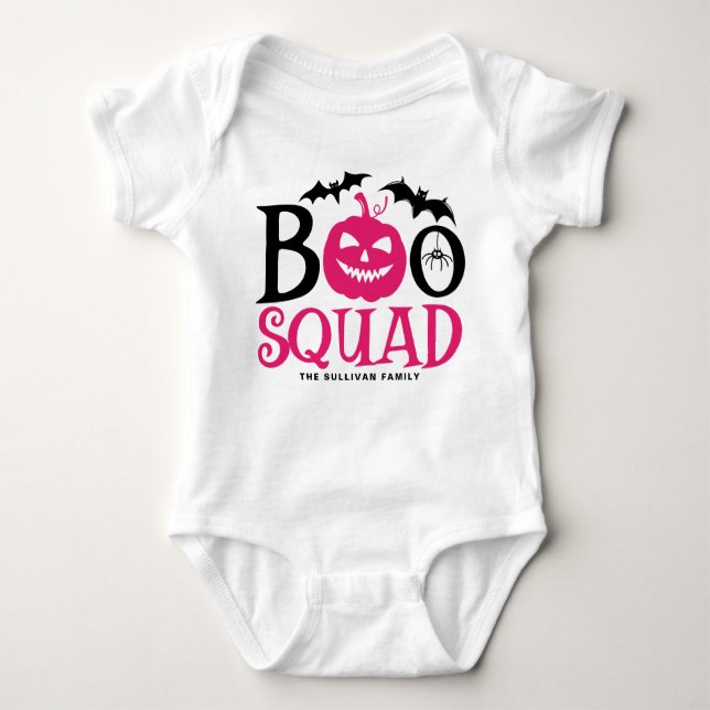 Hot Pink Boo Squad Spooky Letty Halloween Baby Strampler (Vorderseite)