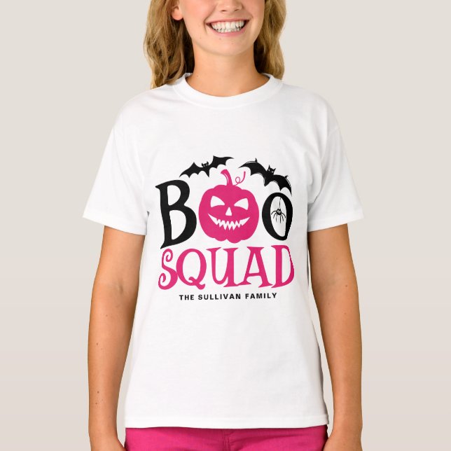 Hot Pink Boo Squad Spooky Letty Halloween T-Shirt (Vorderseite)