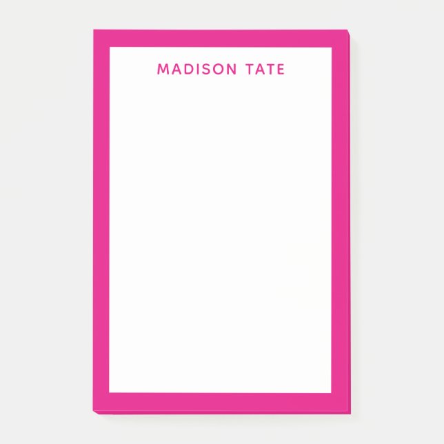 Hot Pink Border Modern Monogram Beruflich Post-it Klebezettel (Vorderseite)