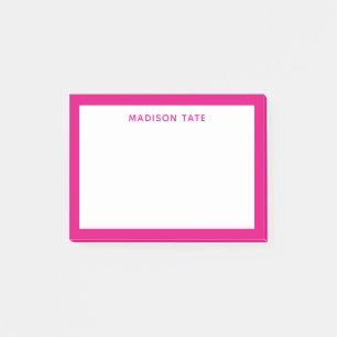 Hot Pink Border Modern Monogram Beruflich Post-it Klebezettel