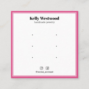 HOT PINK BORDER OARRING DISPLAY LOGO SOCIAL ICONS QUADRATISCHE VISITENKARTE