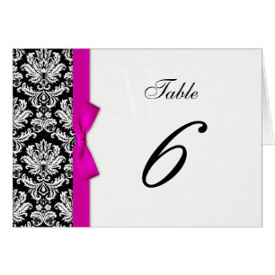 Hot Pink Bow Damask Tischnummer