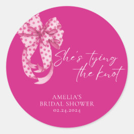 Hot Pink bow Sie bindet das Brautparty des Knotens Runder Aufkleber
