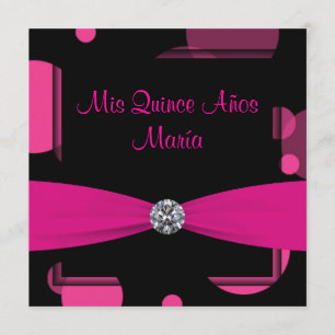 Hot Pink Bubbles Quinceanera Einladung
