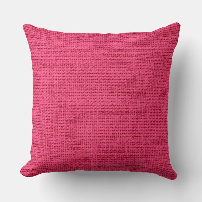 Hot Pink Burlap Linen Rustic Jute Kissen (Vorderseite)