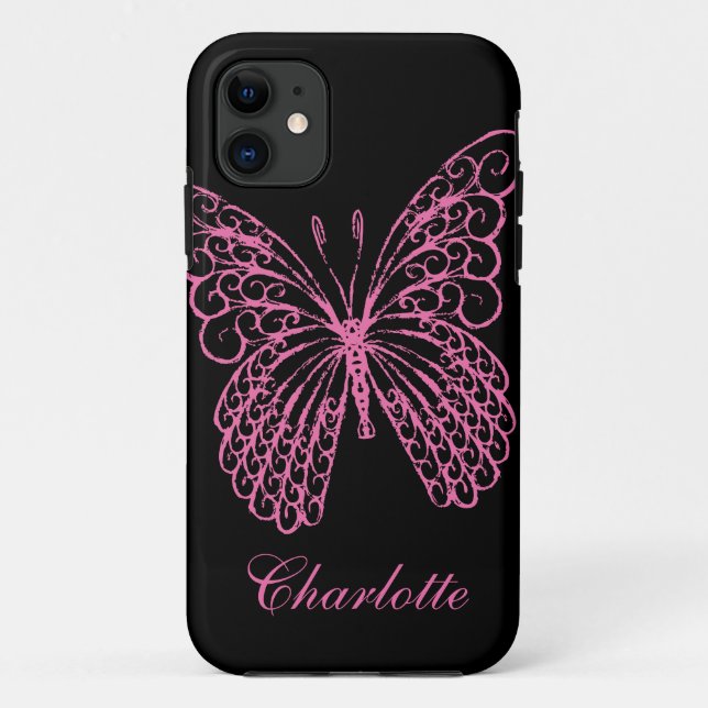 Hot Pink Butterfly iPhone 5Case-MateBarelyDort Case-Mate iPhone Hülle (Rückseite)