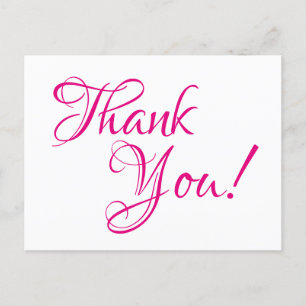 Hot Pink Calligraphy Wedding Danke Postkarte