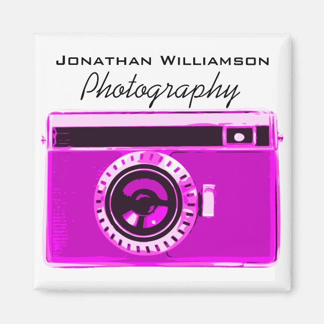 Hot Pink Camera Fotogeschäft Magnet (Vorne)