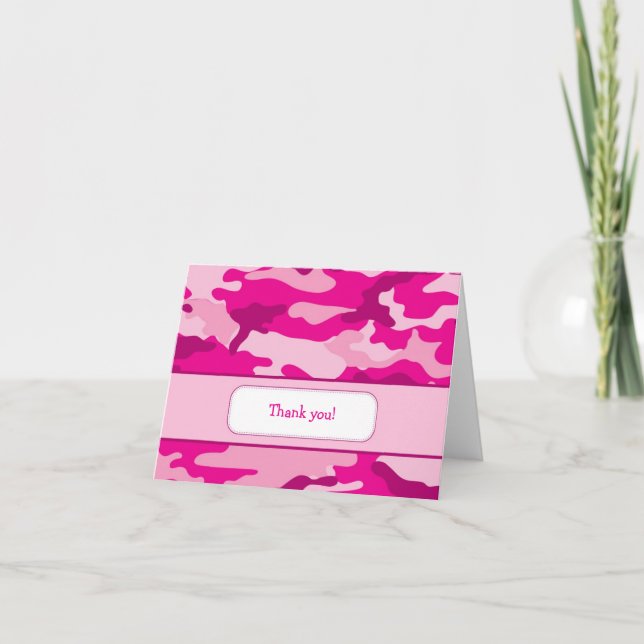 Hot Pink Camouflage Danke Note Card (Vorderseite)