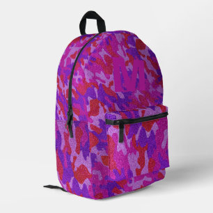 Hot Pink Camouflage Glitzer Outdoorsie Mit Monogra Bedruckter Rucksack