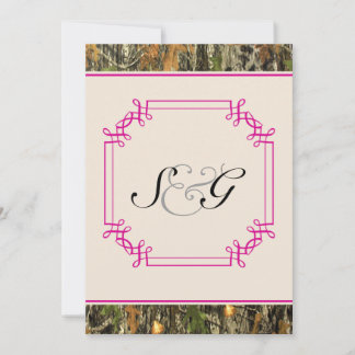 Hot Pink Camouflage Rustikale Jagd Hochzeit Einlad Einladung