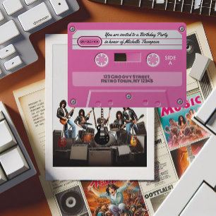 Hot-Pink Cassette Retro Geburtstagsparty Einladung