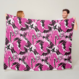 Hot Pink Chaos - Hellrosa tropisch Fleecedecke