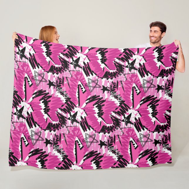 Hot Pink Chaos - Hellrosa tropisch Fleecedecke (Beispiel)