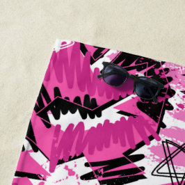 Hot Pink Chaos - Hellrosa tropisch Strandtuch