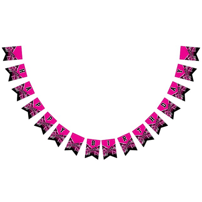 Hot Pink Cheerleader Birthday Wimpelkette (Alle)