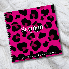 Hot Pink Cheetah Print Sermon Notizen Add Year Nam Notizbuch