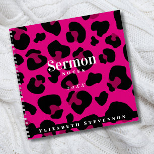 Hot Pink Cheetah Print Sermon Notizen Add Year Nam Notizbuch