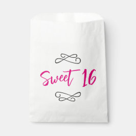 Hot Pink Chic Doodle Modernes Script Sweet 16 Geschenktütchen