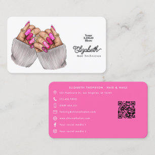 Hot-Pink Chic Nagelstudio-Design Visitenkarte