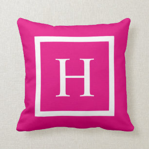 Hot Pink Chic Square Monogramm-Drehkissen Kissen