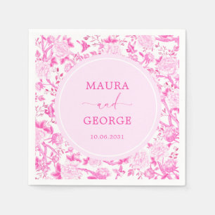 Hot Pink Chinoiserie Blume Bird Porzellan Hochzeit Serviette