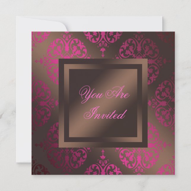 Hot Pink Chocolate Brown Party Einladung (Vorderseite)