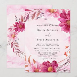 Hot Pink Chrysanthemum Floral Wedding Einladung