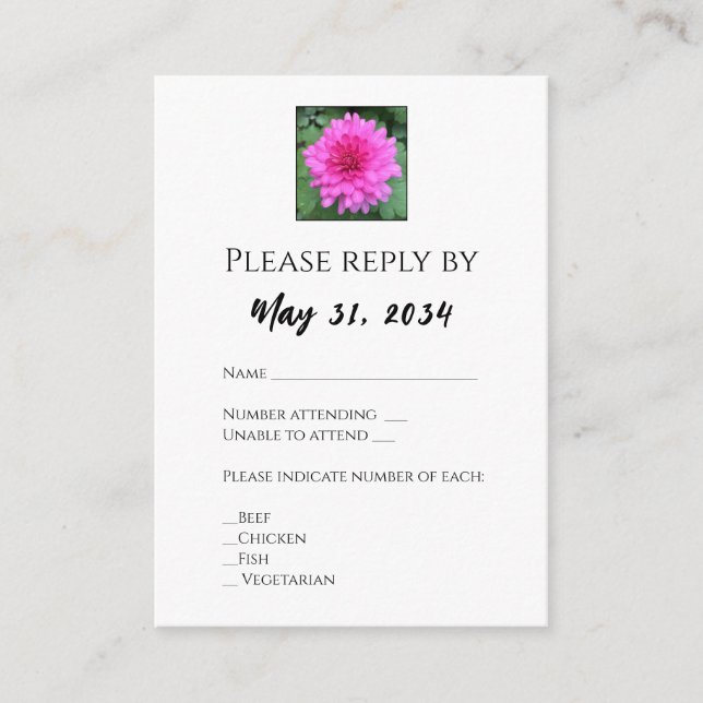 Hot Pink Chrysanthemum Floral Wedding Rsvp Karten (Vorderseite)