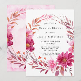 Hot Pink Chrysanthemum Paare Dusche Einladungen