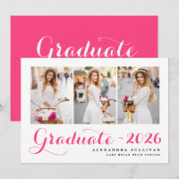 Hot Pink Class of 2025 Foto Collage Abschluss