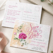 Hot Pink Color Splash Wedding Save the Date