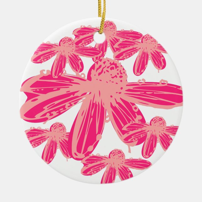 HOT PINK CONEFLOWER BLOSSON KERAMIK ORNAMENT (Vorne)