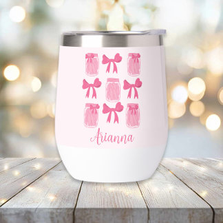 Hot Pink Coquette Pickle Jar und Bow Personalisier