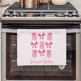 Hot Pink Coquette Pickle Jar und Bow Personalisier Geschirrtuch